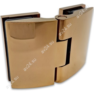 Петля Европа FDP-119 стекло-стекло 180° с крышками, латунь/розовое золото