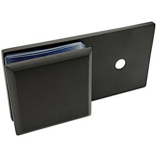 Коннектор для стекла Бета β FDK-25, стена-стекло 180° с пластиной, нержавейка/черный