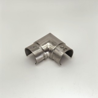 Отвод FOP-48p.07 для поручня угловой 90° с пазом, Ø48.3 мм, GRIT 320, нержавейка/матовый