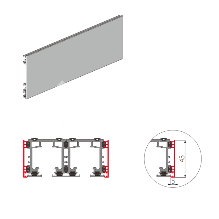 Крышка трека FDS-192.4 боковая для раздвижной системы FDS-19, длина 4м, алюминий/коричневый