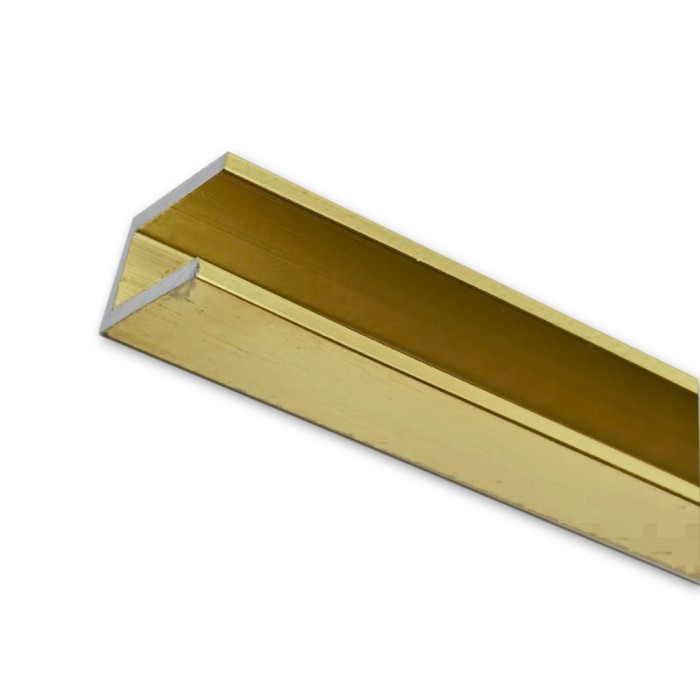 Профиль для стекла FDPA-51.22 с дефектом, 19х12х1,75, длина 2,2 м, алюминий/брашированное золото