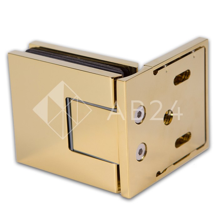 Петля FDP-190 стена-стекло 90° с крышками цвет с бок. креплением, латунь/золото