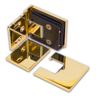 Петля FDP-190 стена-стекло 90° с крышками цвет с бок. креплением, латунь/золото