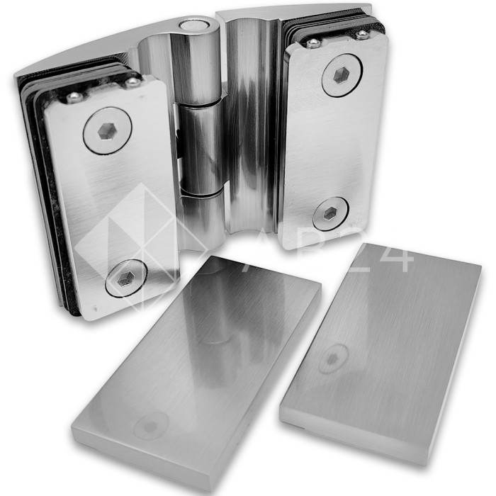 Петля Европа FDP-119 стекло-стекло 180° с крышками, латунь/матовый