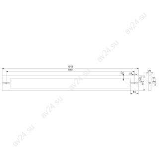 Ручка для сауны FDR-174, 20х20х1000 мм, ясень/черный