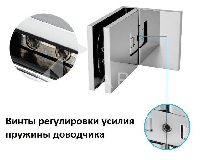 Петля Афродита FDP-234 стекло-стекло 135° с крышками, латунь/матовый