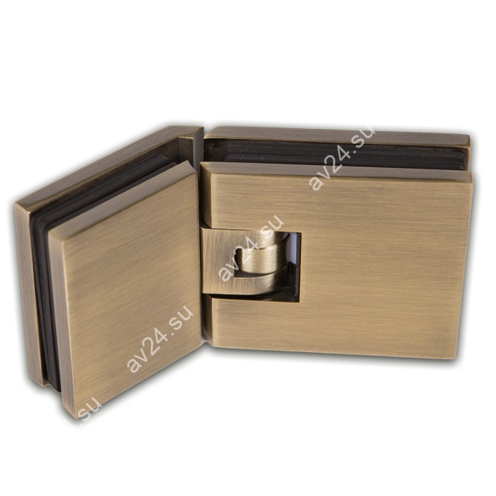 Петля Афродита FDP-234 стекло-стекло 135° с крышками, латунь/бронза