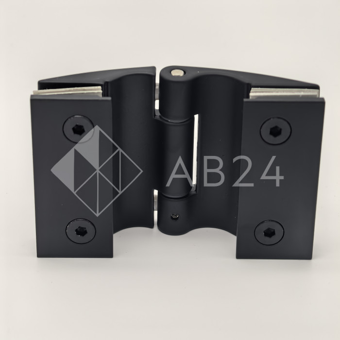 Петля Европа FDP-115 стекло-стекло 180° без крышек, цинк/черный