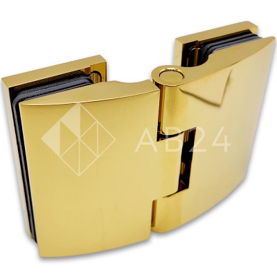 Петля Европа FDP-119 стекло-стекло 180° с крышками, латунь/золото