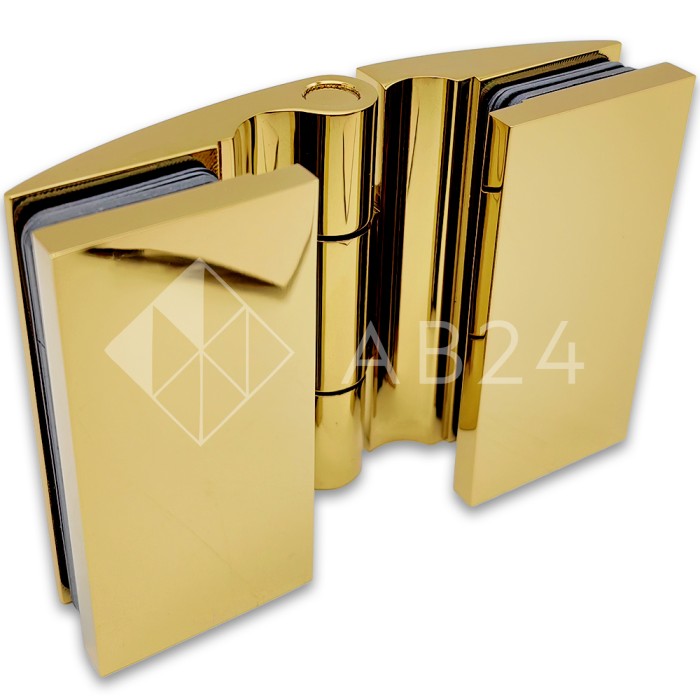 Петля Европа FDP-119 стекло-стекло 180° с крышками, латунь/золото