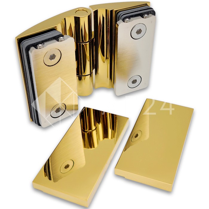 Петля Европа FDP-119 стекло-стекло 180° с крышками, латунь/золото