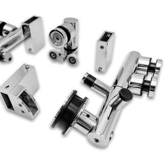 Комплект раздвижной системы Клио FDS-102 для поворотной двери, для трубы 30х10, нержавейка/полированный