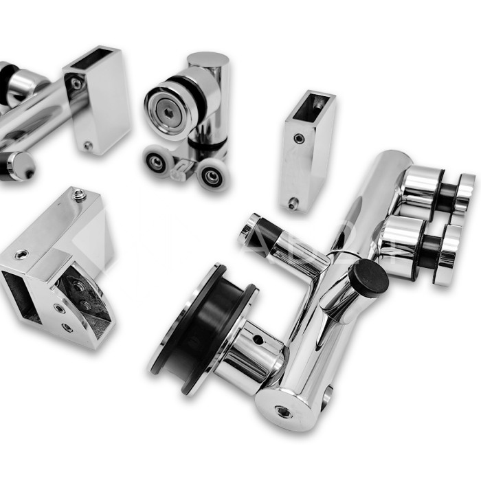 Комплект раздвижной системы Клио FDS-102 для поворотной двери, для трубы 30х10, нержавейка/полированный