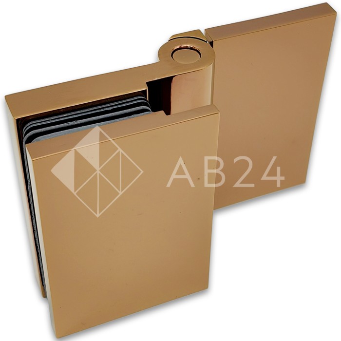 Петля Майя FDP-170 стена-стекло, открывание 90° наружу, латунь/розовое золото