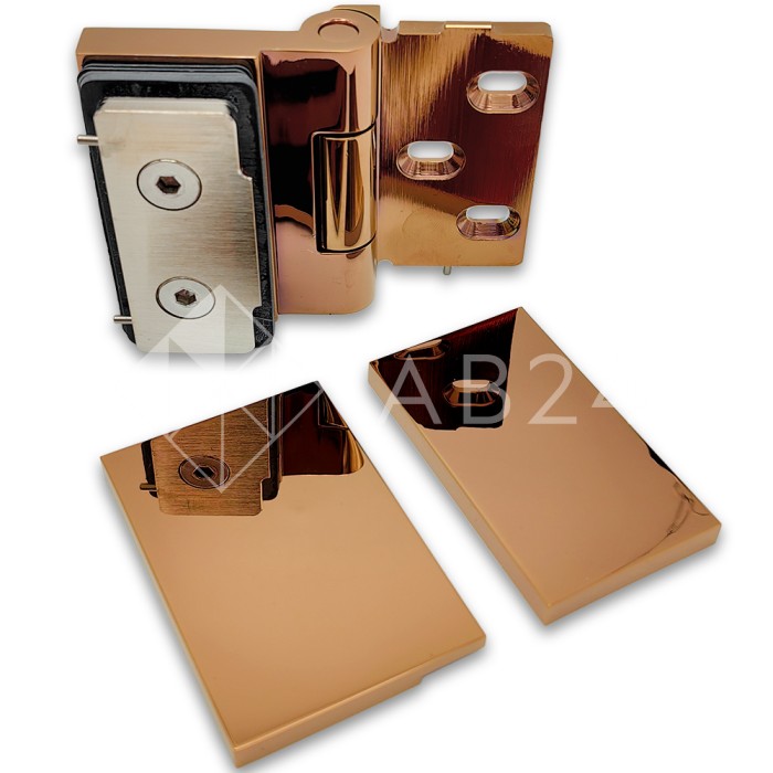 Петля Майя FDP-170 стена-стекло, открывание 90° наружу, латунь/розовое золото