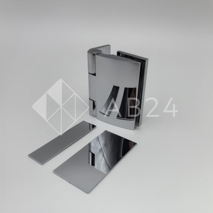 Петля Европа FDP-110 стена-стекло 90° с накладкой, латунь/хром