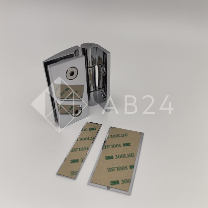 Петля Европа FDP-110 стена-стекло 90° с накладкой, латунь/хром