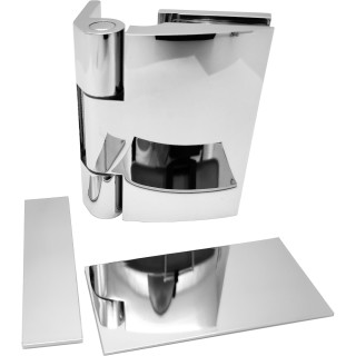 Петля Европа FDP-110 стена-стекло 90° с накладкой, латунь/хром