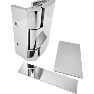 Петля Европа FDP-110 стена-стекло 90° с накладкой, латунь/хром