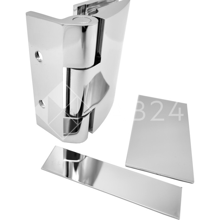 Петля Европа FDP-110 стена-стекло 90° с накладкой, латунь/хром