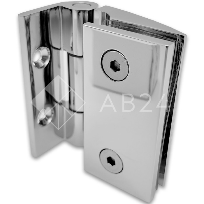 Петля Европа FDP-110 стена-стекло 90° с накладкой, латунь/хром