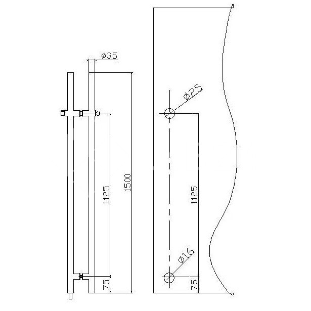 Ручка FKR-213 для стеклянной двери 35x1125х1500х1 м с замком, нержавейка/матовый