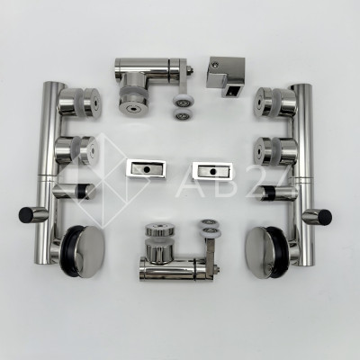 Комплект раздвижной системы Клио FDS-105 c двумя рельсами, для трубы 30х10, нержавейка/полированный