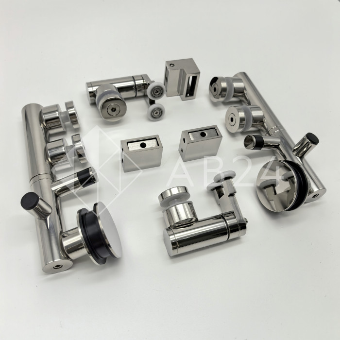 Комплект раздвижной системы Клио FDS-105 c двумя рельсами, для трубы 30х10, нержавейка/полированный