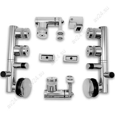 Комплект раздвижной системы Клио FDS-105 c двумя рельсами, для трубы 30х10, нержавейка/полированный