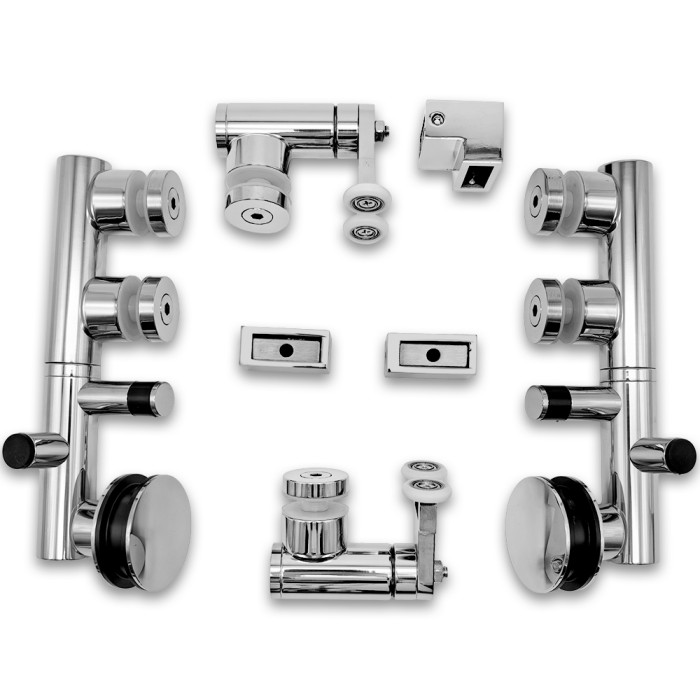 Комплект раздвижной системы Клио FDS-105 c двумя рельсами, для трубы 30х10, нержавейка/полированный