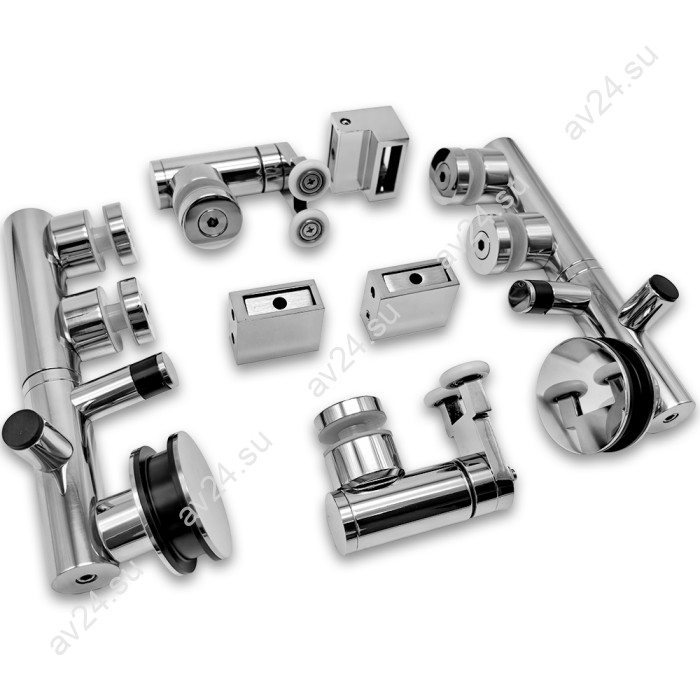 Комплект раздвижной системы Клио FDS-105 c двумя рельсами, для трубы 30х10, нержавейка/полированный