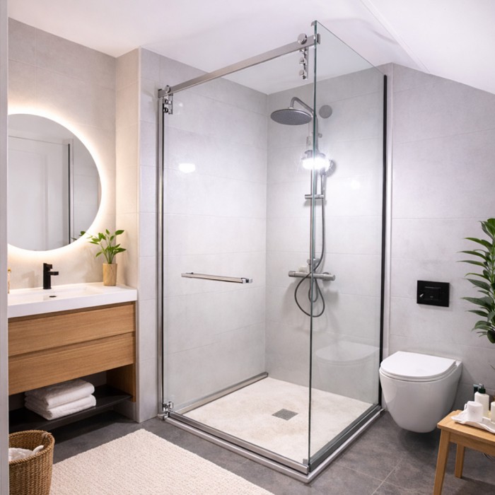 Комплект раздвижной системы Клио FDS-105 c двумя рельсами, для трубы 30х10, нержавейка/полированный