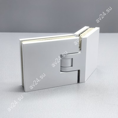 Петля Афродита FDP-234 стекло-стекло 135° с крышками, латунь/белый