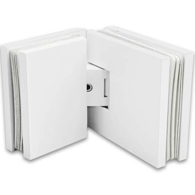 Петля Афродита FDP-234 стекло-стекло 135° с крышками, латунь/белый