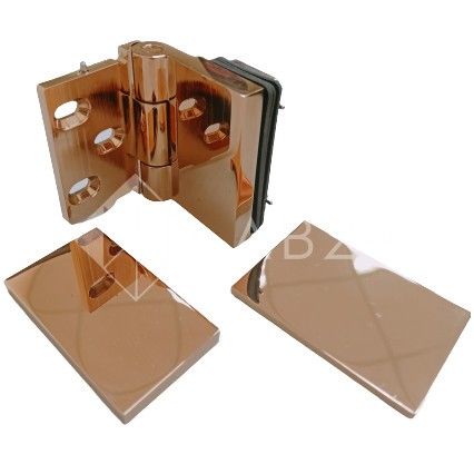 Петля Майя FDP-172 стена-стекло, открывание 90° внутрь, латунь/розовое золото