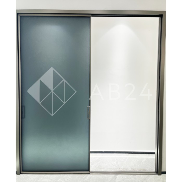 Комплект раздвижной системы DSK-180.1 AL/BL телескоп. на 2 двери (2Т+0) в проем высота 2,4 м, алюминий/черный