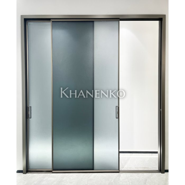 Комплект раздвижной системы DSK-180.1 AL/BL телескоп. на 2 двери (2Т+0) в проем высота 2,4 м, алюминий/черный