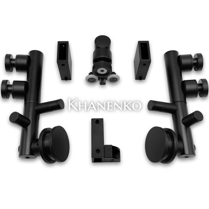 Комплект раздвижной системы Клио FDS-102 для поворотной двери, для трубы 30х10, нержавейка/черный