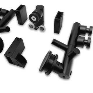 Комплект раздвижной системы Клио FDS-102 для поворотной двери, для трубы 30х10, нержавейка/черный