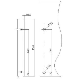Ручка FKR-213 для стеклянной двери 35x1125х1500х1 м с замком, нержавейка/черный