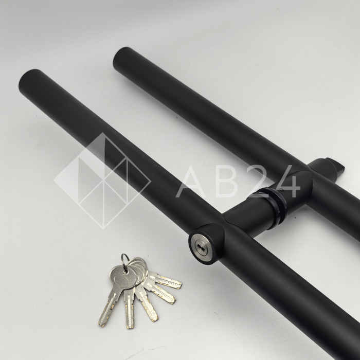 Ручка FKR-213 для стеклянной двери 35x1125х1500х1 м с замком, нержавейка/черный