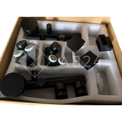 Комплект раздвижной системы Клио FDS-105 c двумя рельсами, для трубы 30х10, нержавейка/черный