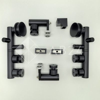 Комплект раздвижной системы Клио FDS-105 c двумя рельсами, для трубы 30х10, нержавейка/черный