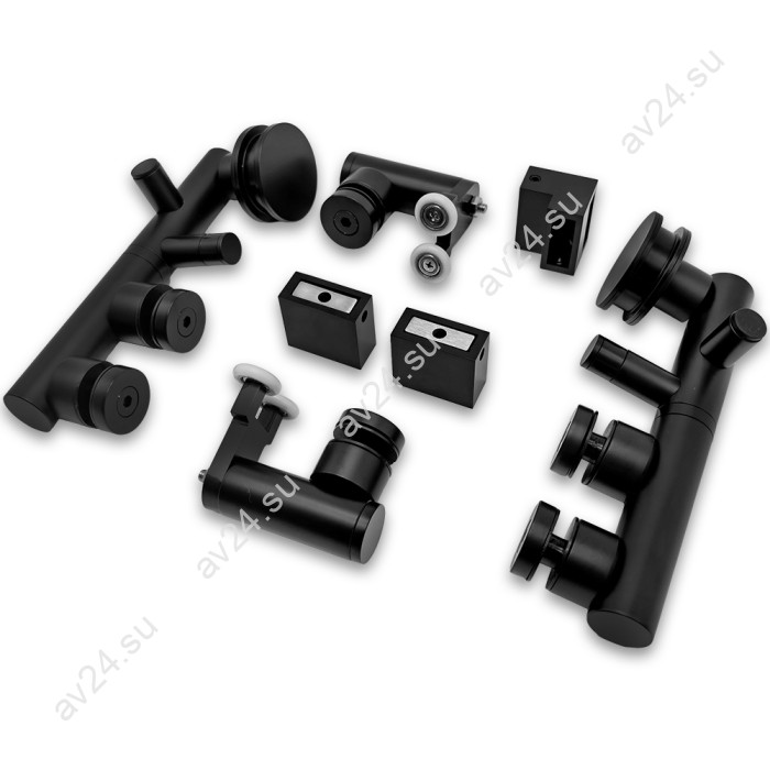 Комплект раздвижной системы Клио FDS-105 c двумя рельсами, для трубы 30х10, нержавейка/черный