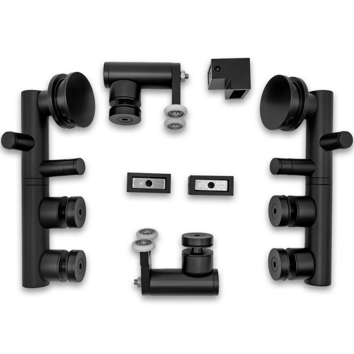 Комплект раздвижной системы Клио FDS-105 c двумя рельсами, для трубы 30х10, нержавейка/черный