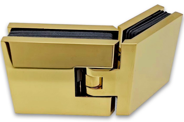 Петля Афродита FDP-234 стекло-стекло 135° с крышками, латунь/золото