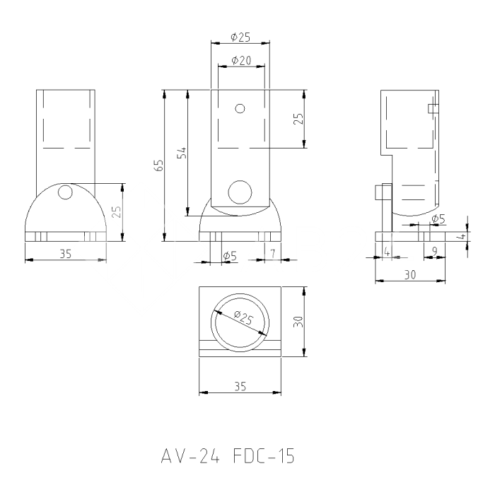 Крепление FDC-15 трубы 19 к стене 0°-180°, латунь/черный