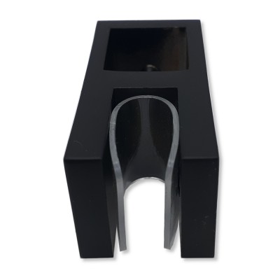 Держатель стекла FDC-58 сквозной 15х15 вертикальный, нержавейка/черный