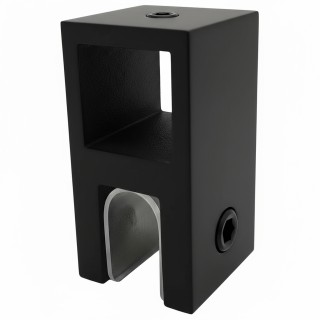 Держатель стекла FDC-58 сквозной 15х15 вертикальный, нержавейка/черный