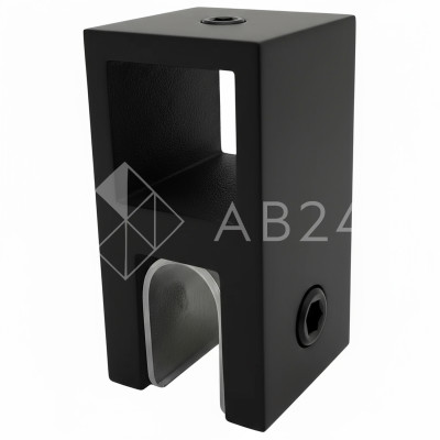 Держатель стекла FDC-58 сквозной 15х15 вертикальный, нержавейка/черный